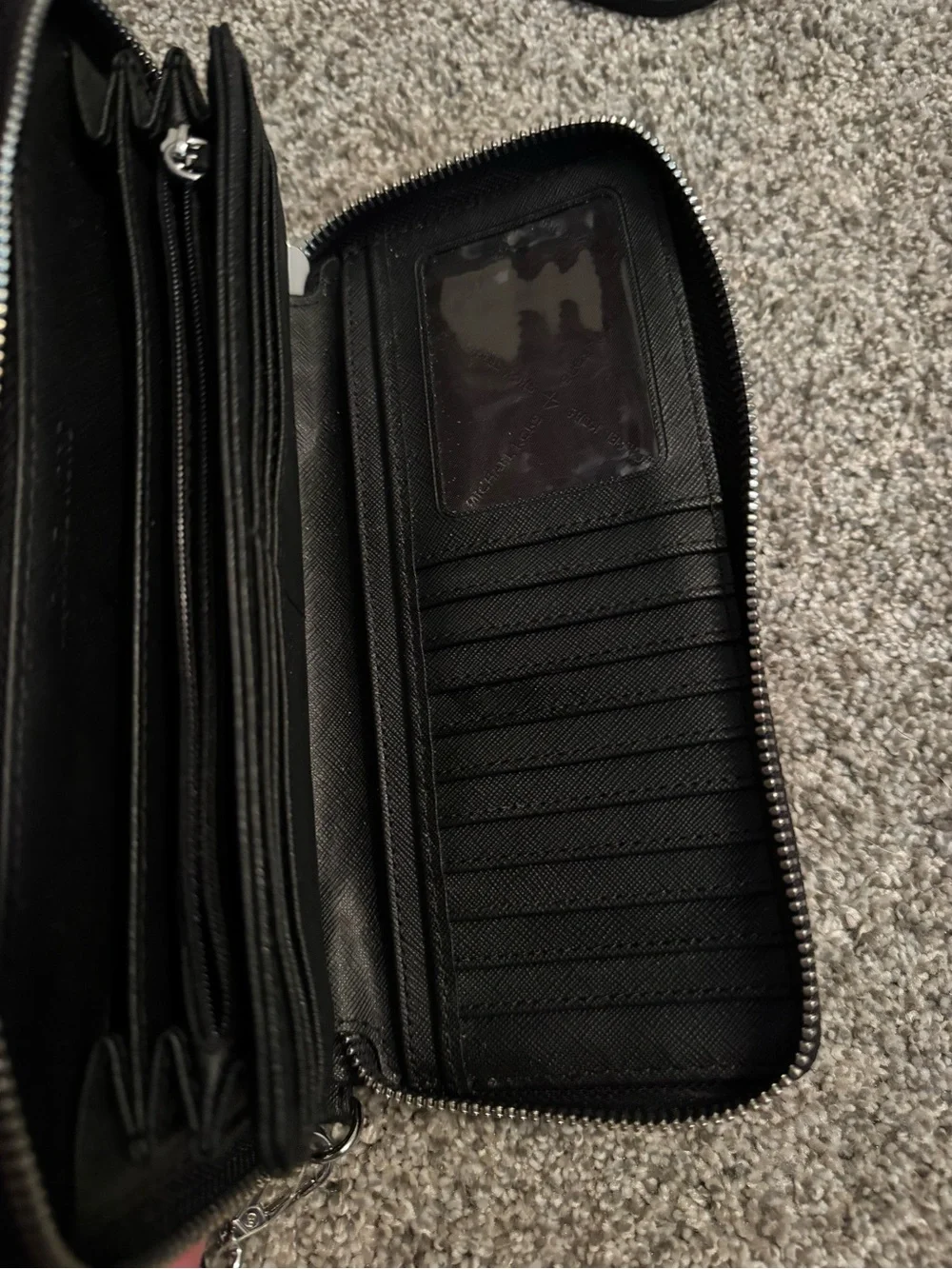 Michael Kors Black Saffiano Leather Wristlet Wallet with Front Flap